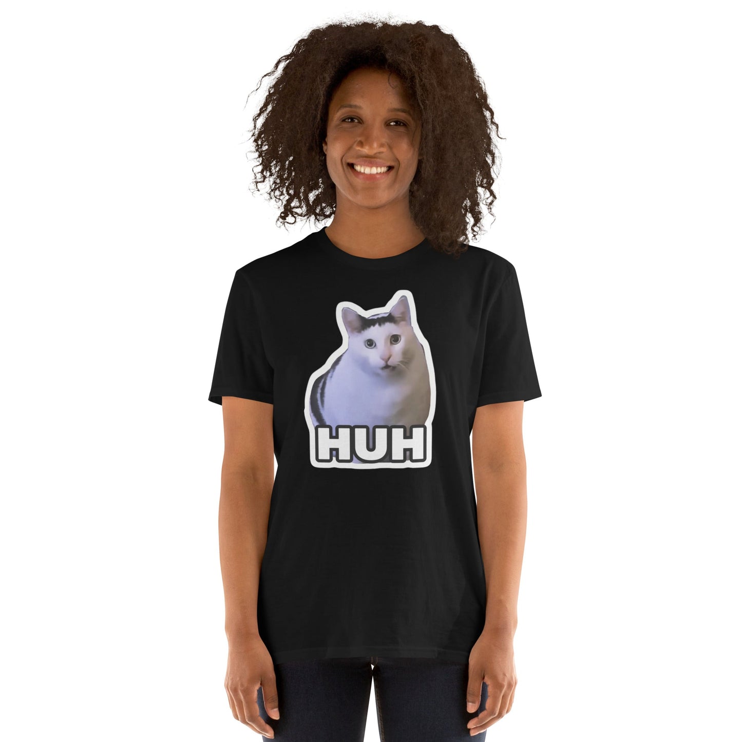 Huh Cat T-Shirt | Funny Cat Memes - Black - T-Shirts Online