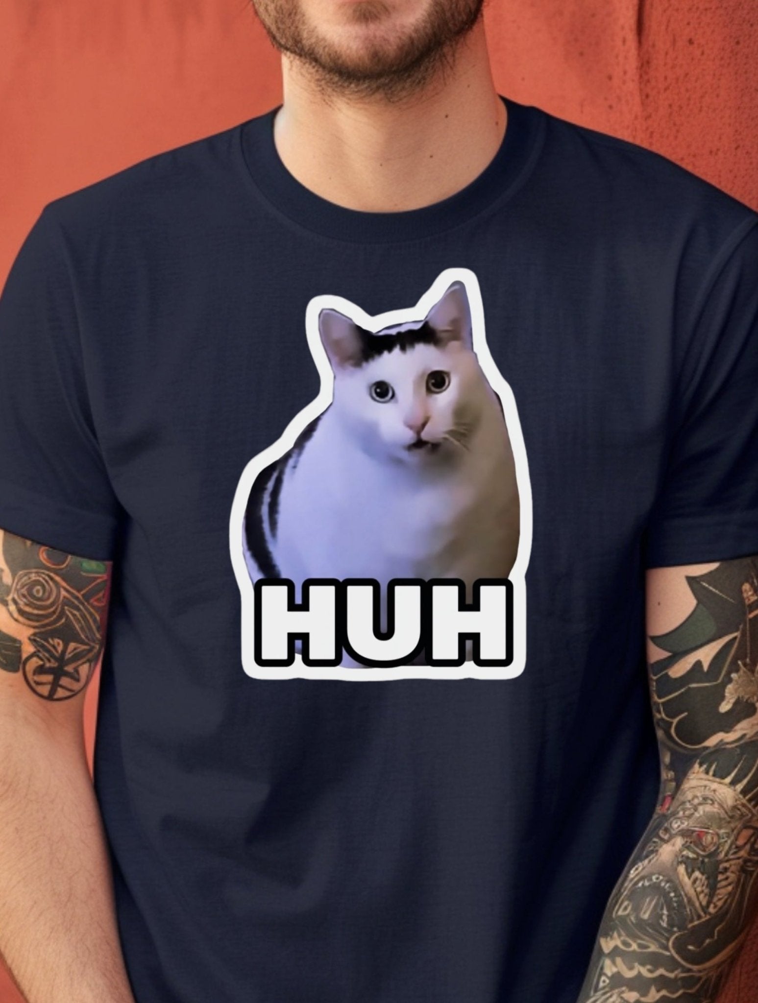 Huh Cat T-Shirt | Funny Cat Memes - Black - T-Shirts Online