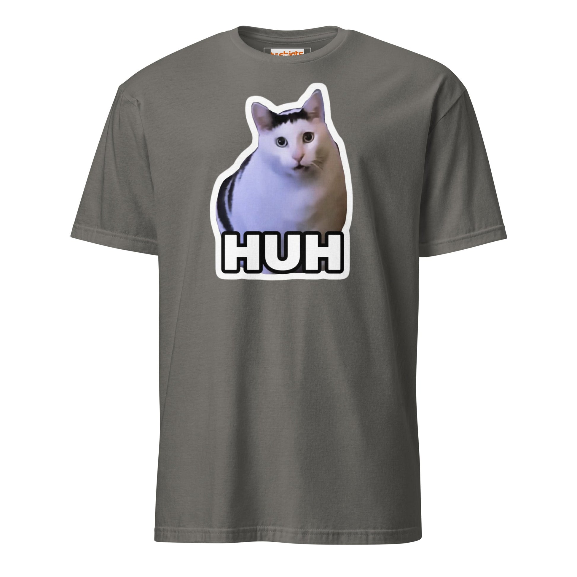 Huh Cat T-Shirt | Funny Cat Memes - Charcoal - T-Shirts Online