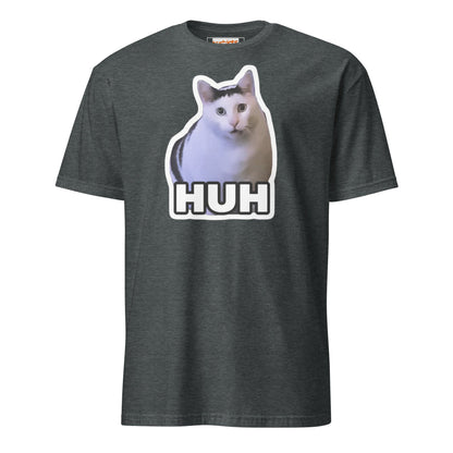 Huh Cat T-Shirt | Funny Cat Memes - Dark Heather - T-Shirts Online