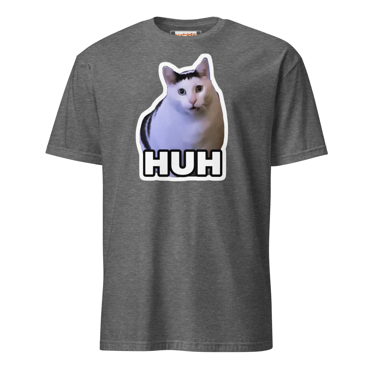 Huh Cat T-Shirt | Funny Cat Memes - Graphite Heather - T-Shirts Online