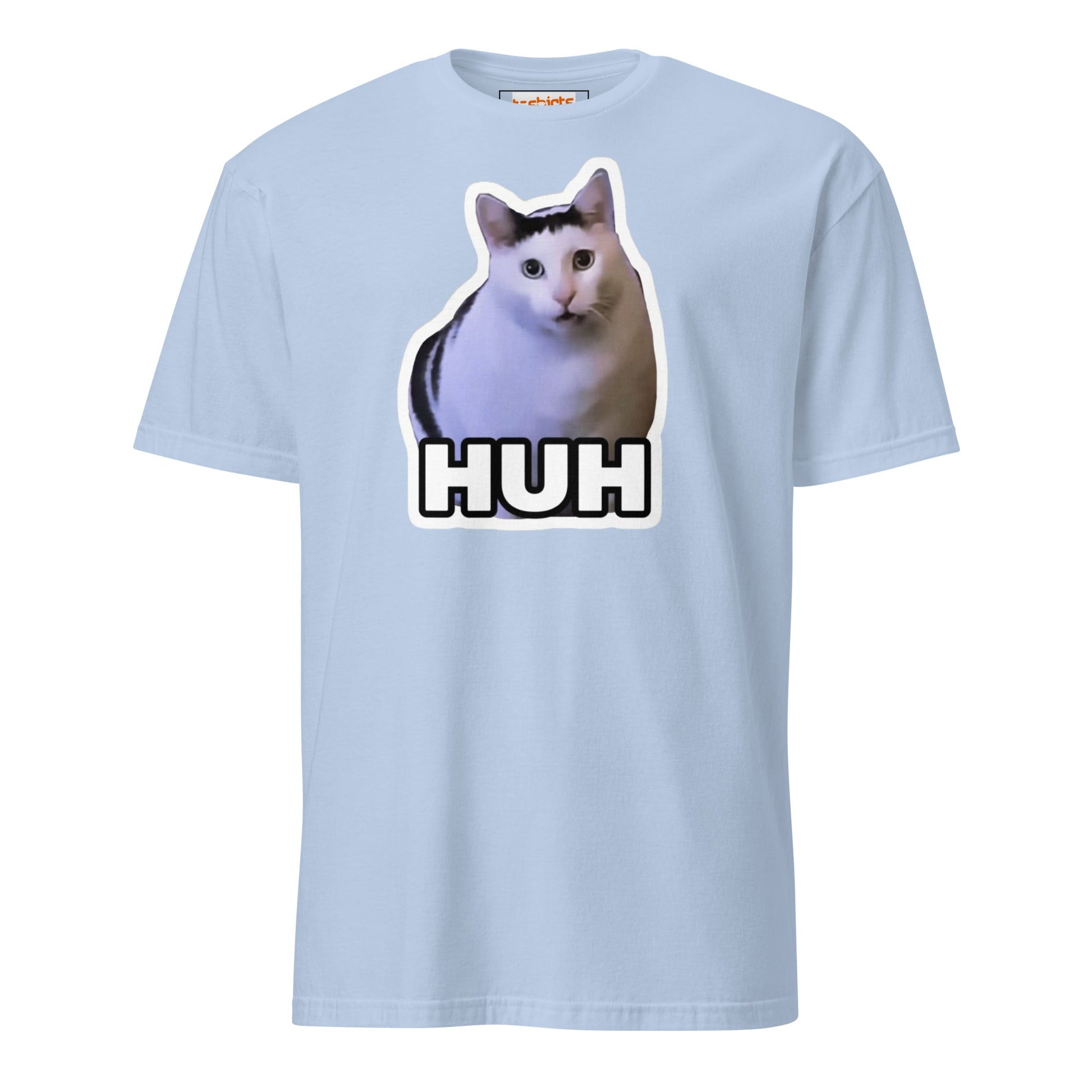 Huh Cat T-Shirt | Funny Cat Memes - Light Blue - T-Shirts Online