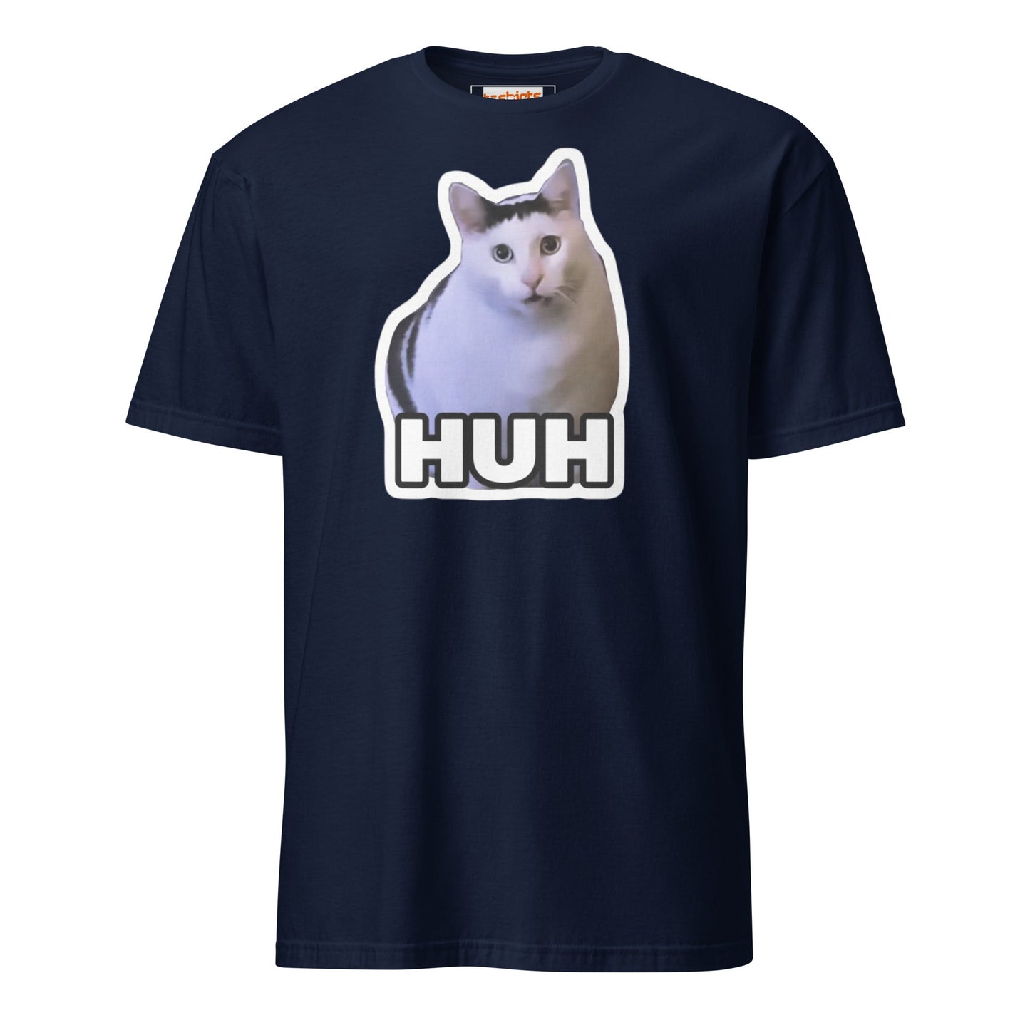 Huh Cat T-Shirt | Funny Cat Memes - Navy - T-Shirts Online