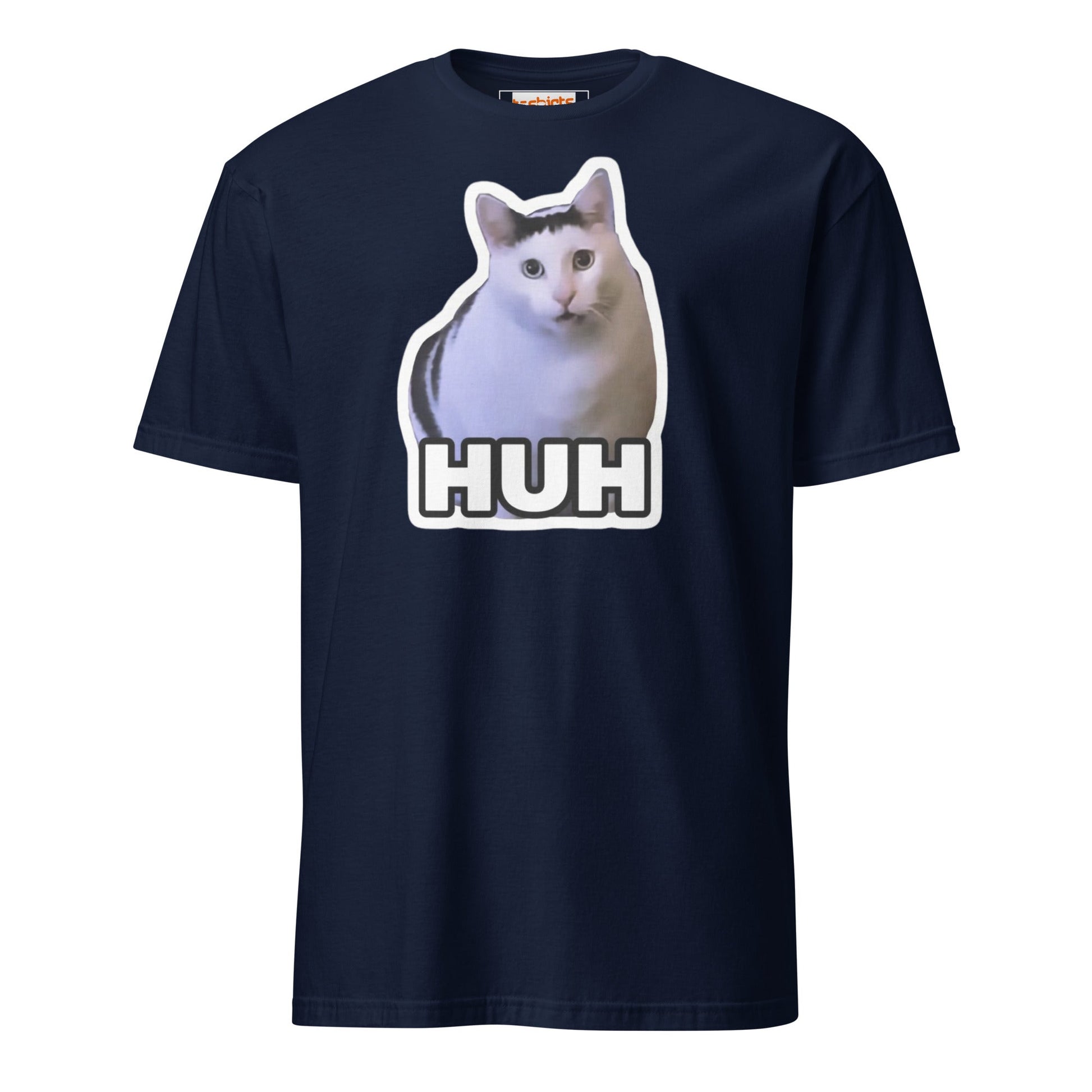 Huh Cat T-Shirt | Funny Cat Memes - Navy - T-Shirts Online
