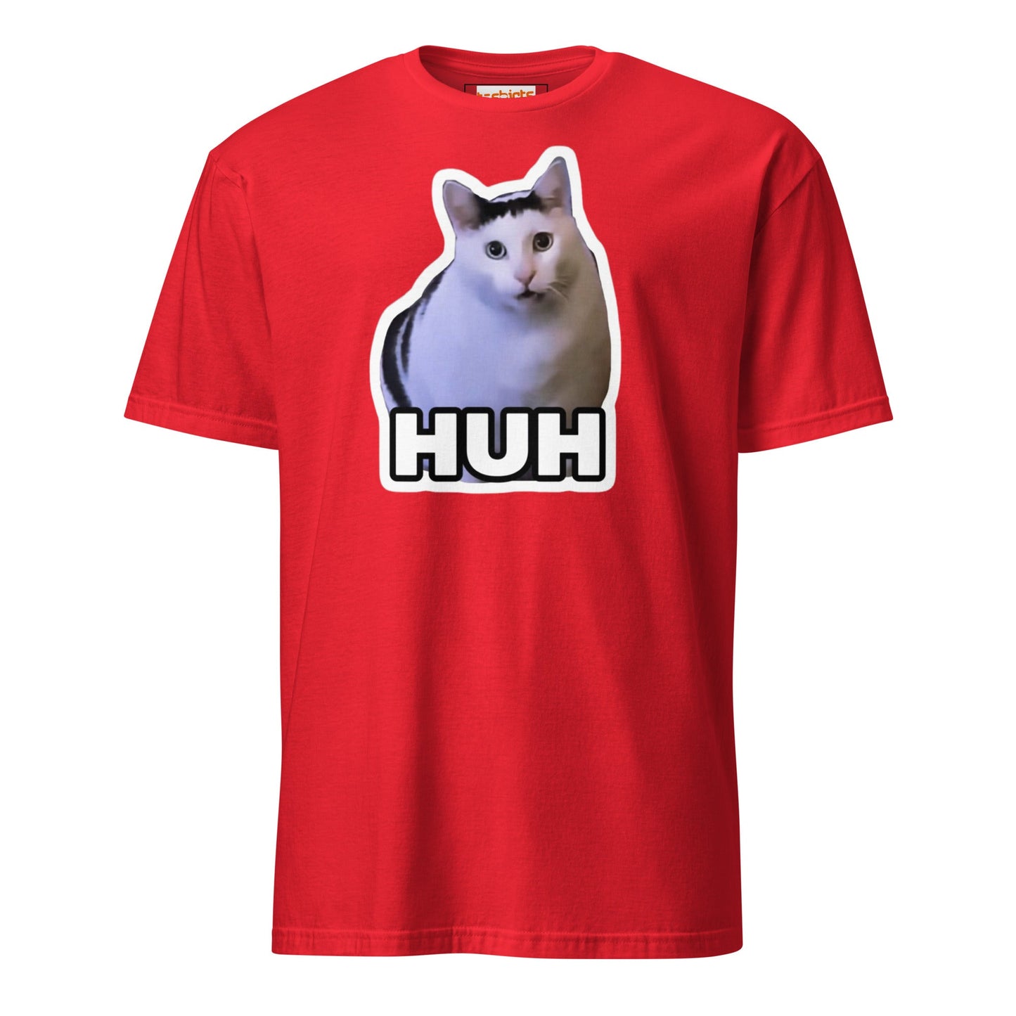 Huh Cat T-Shirt | Funny Cat Memes - Red - T-Shirts Online