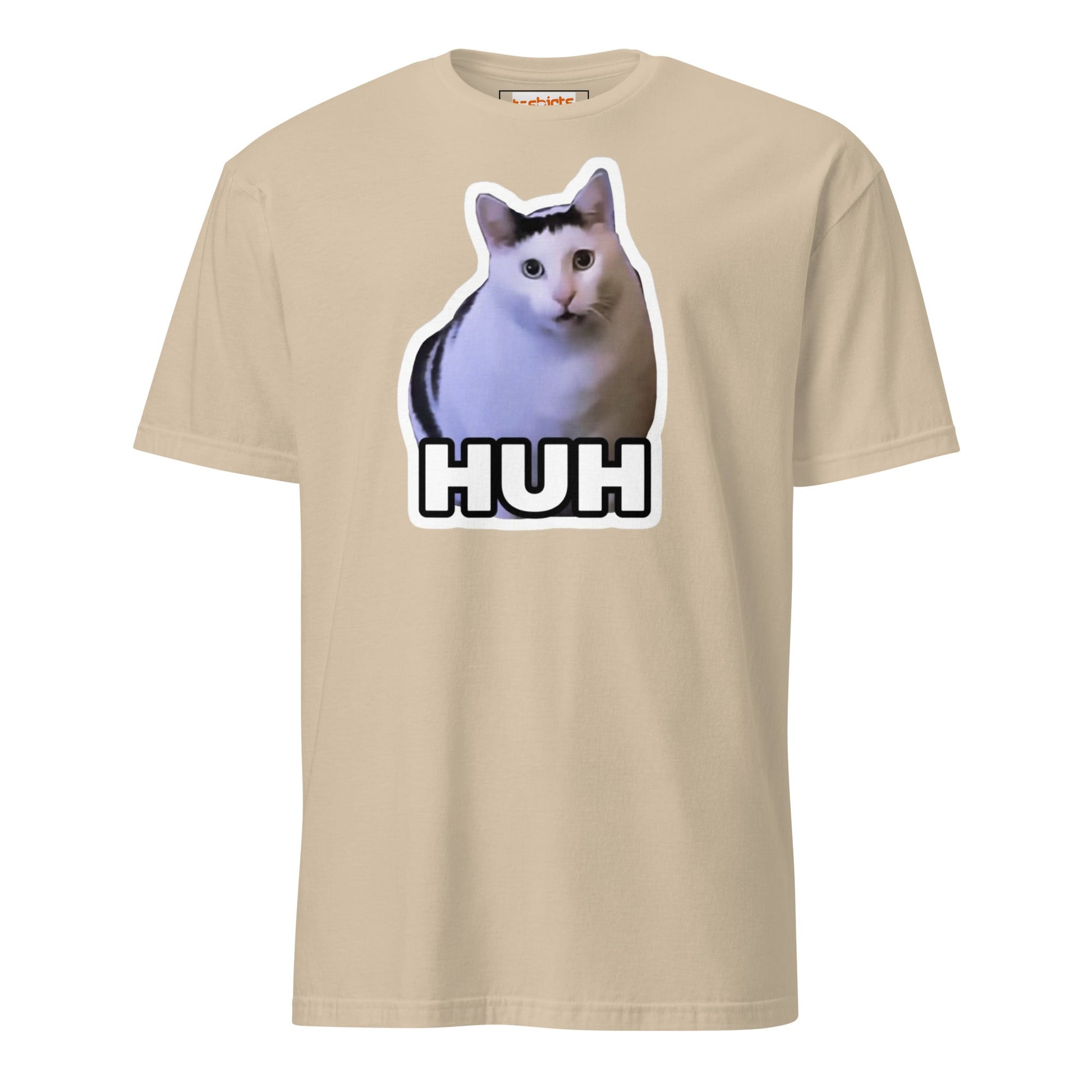 Huh Cat T-Shirt | Funny Cat Memes - Sand - T-Shirts Online