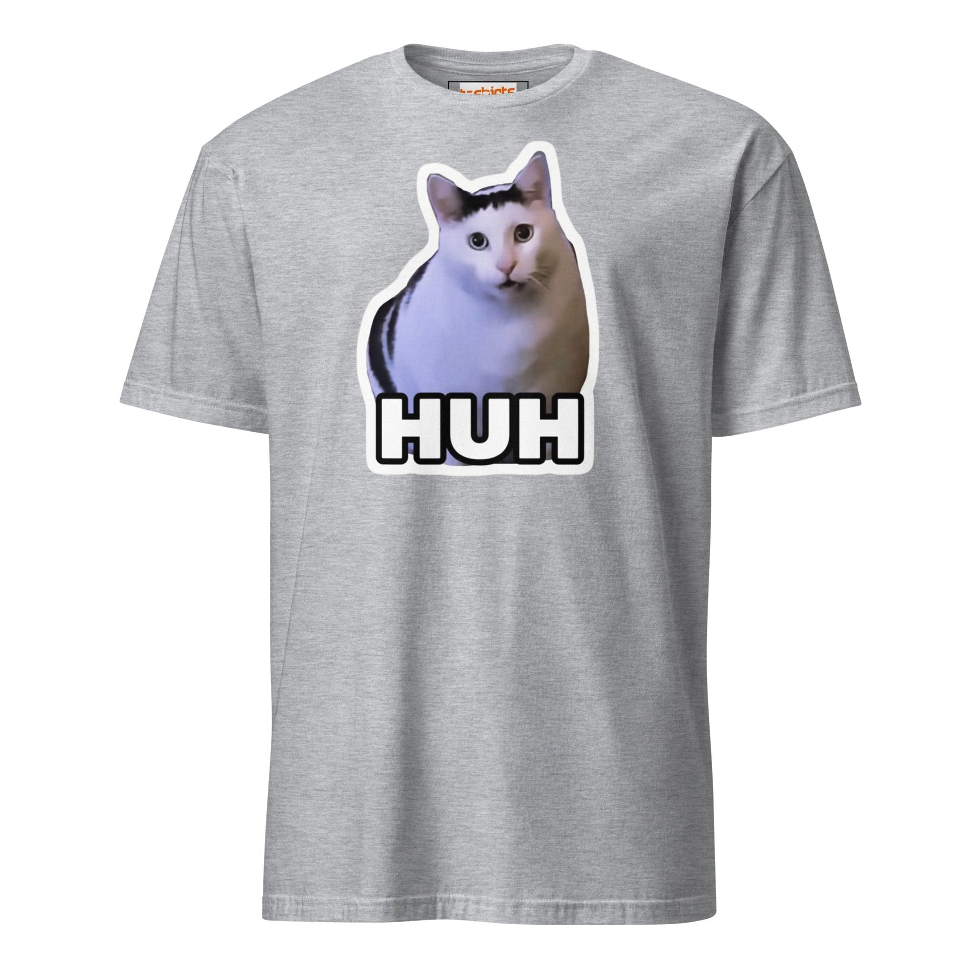 Huh Cat T-Shirt | Funny Cat Memes - Sport Grey - T-Shirts Online