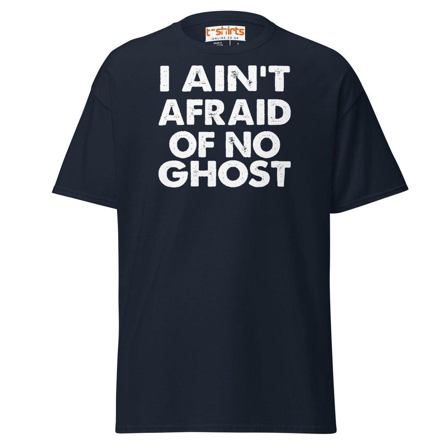 I Ain’t Afraid of No Ghost T-Shirt – Funny Halloween Tee - Navy - T-Shirts Online