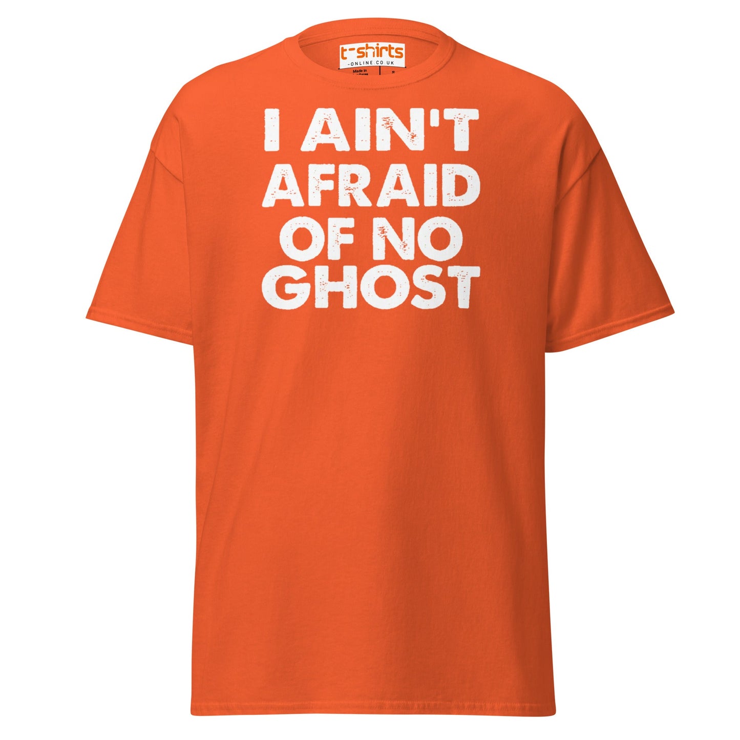 I Ain’t Afraid of No Ghost T-Shirt – Funny Halloween Tee - Orange - T-Shirts Online