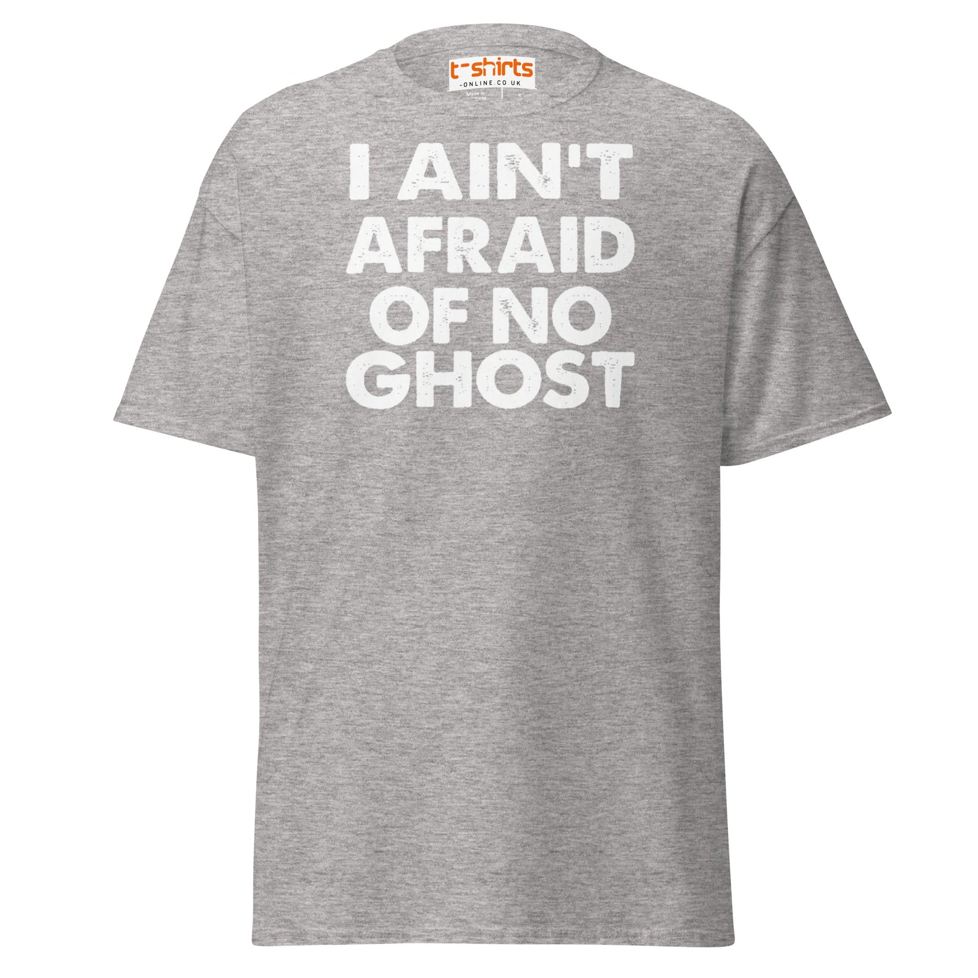 I Ain’t Afraid of No Ghost T-Shirt – Funny Halloween Tee - Sport Grey - T-Shirts Online