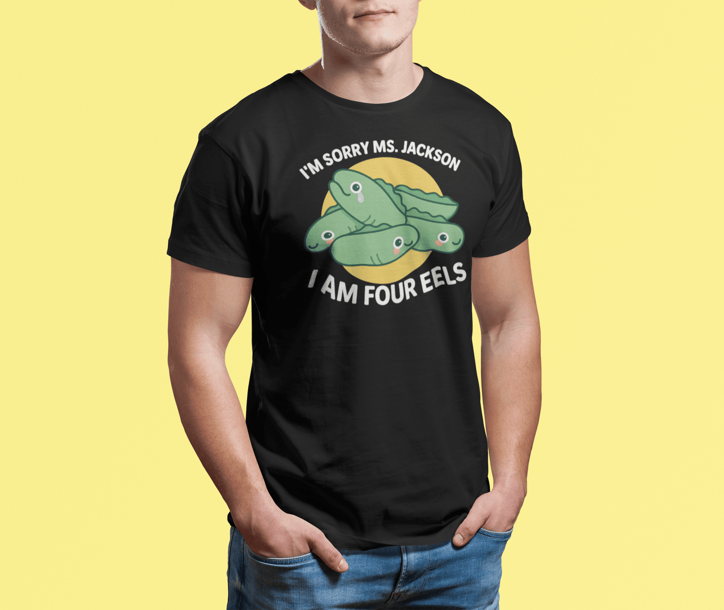 I Am Four Eels T-Shirt – Funny Ms. Jackson Pun Tee - Gold - T-Shirts Online