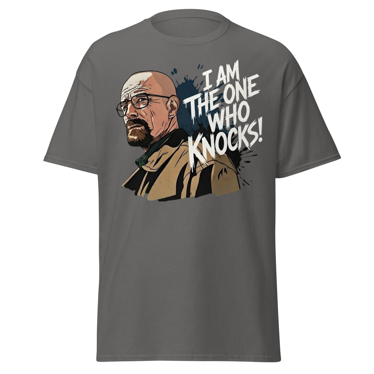 I Am The One Who Knocks T-Shirt - Bold Quote Graphic Tee - Charcoal - T-Shirts Online