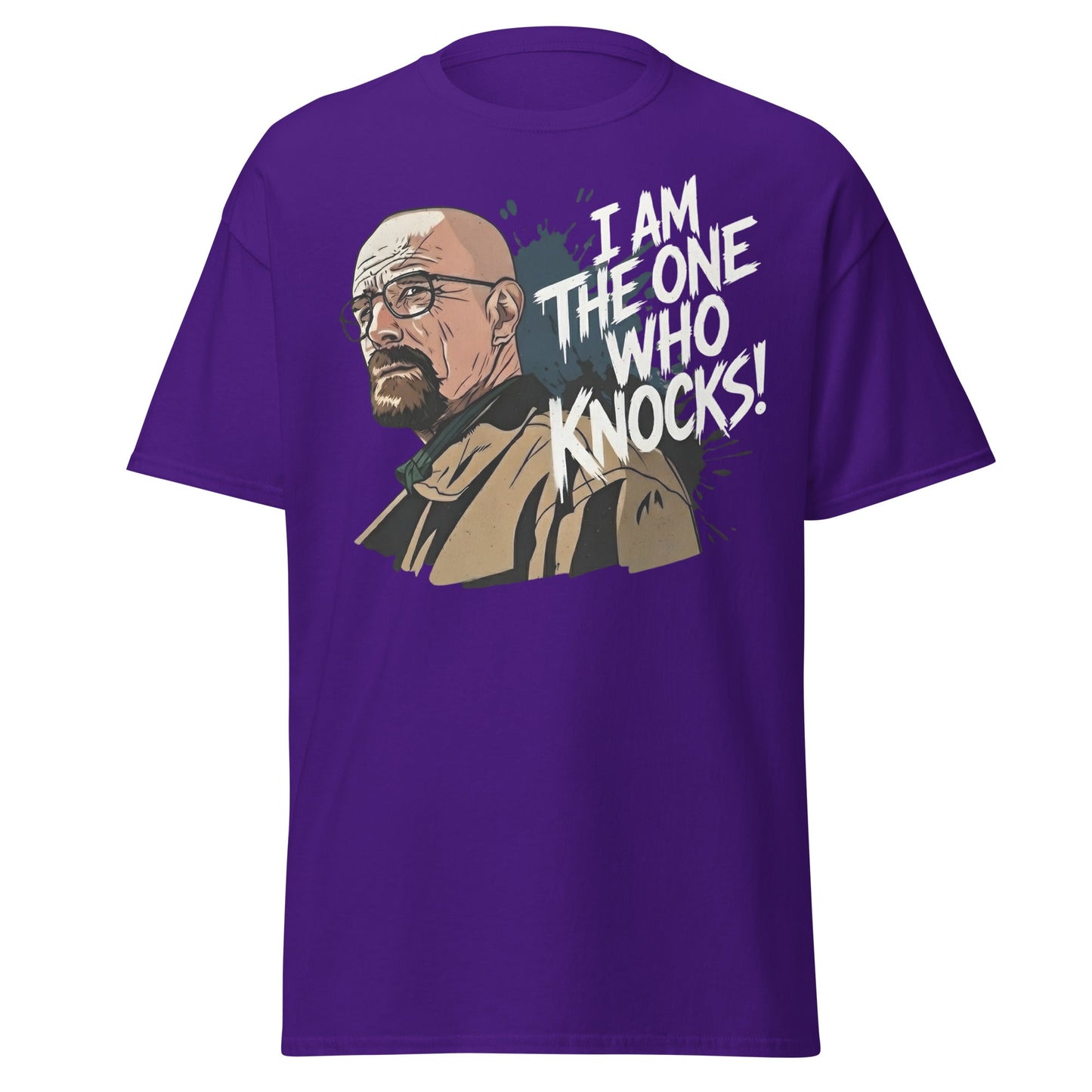 I Am The One Who Knocks T-Shirt - Bold Quote Graphic Tee - Purple - T-Shirts Online