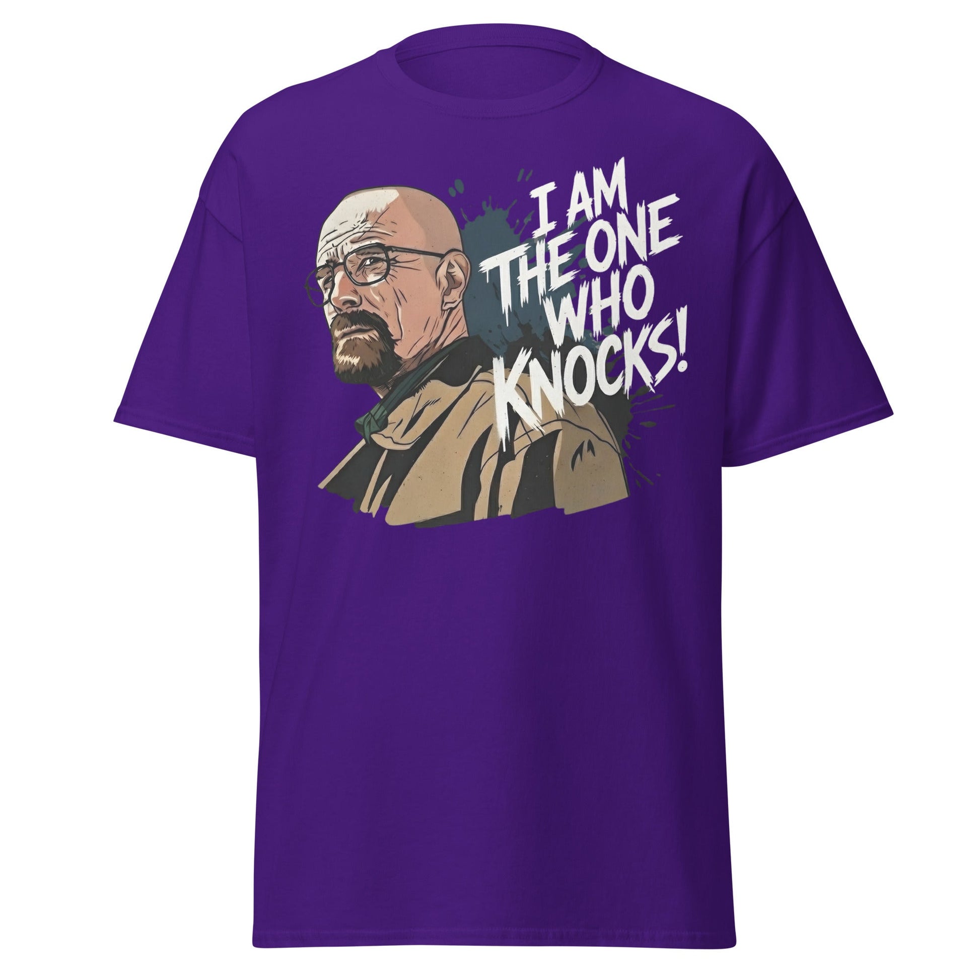 I Am The One Who Knocks T-Shirt - Bold Quote Graphic Tee - Purple - T-Shirts Online