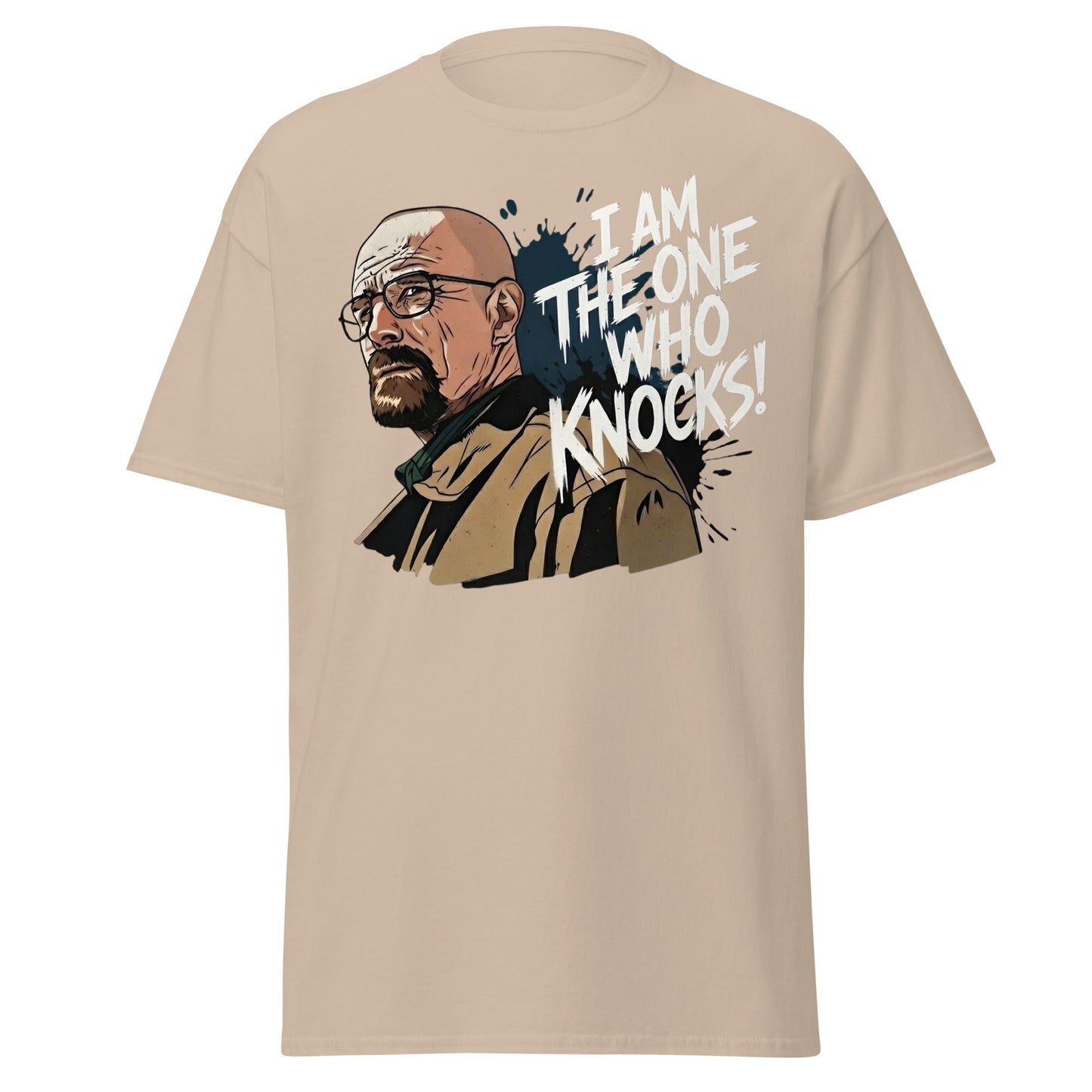 I Am The One Who Knocks T-Shirt - Bold Quote Graphic Tee - Sand - T-Shirts Online