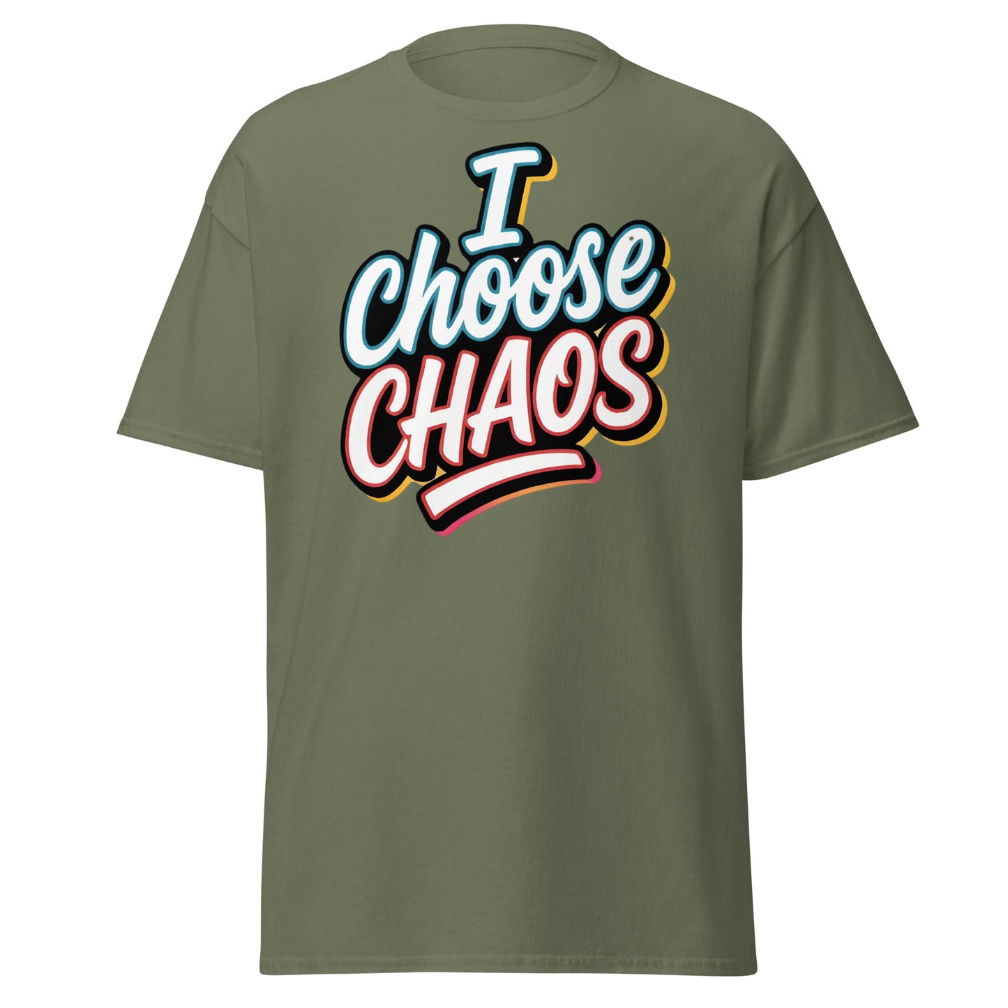 I Choose Chaos T-Shirt – Bold Graffiti Statement Tee - Military Green - T-Shirts Online