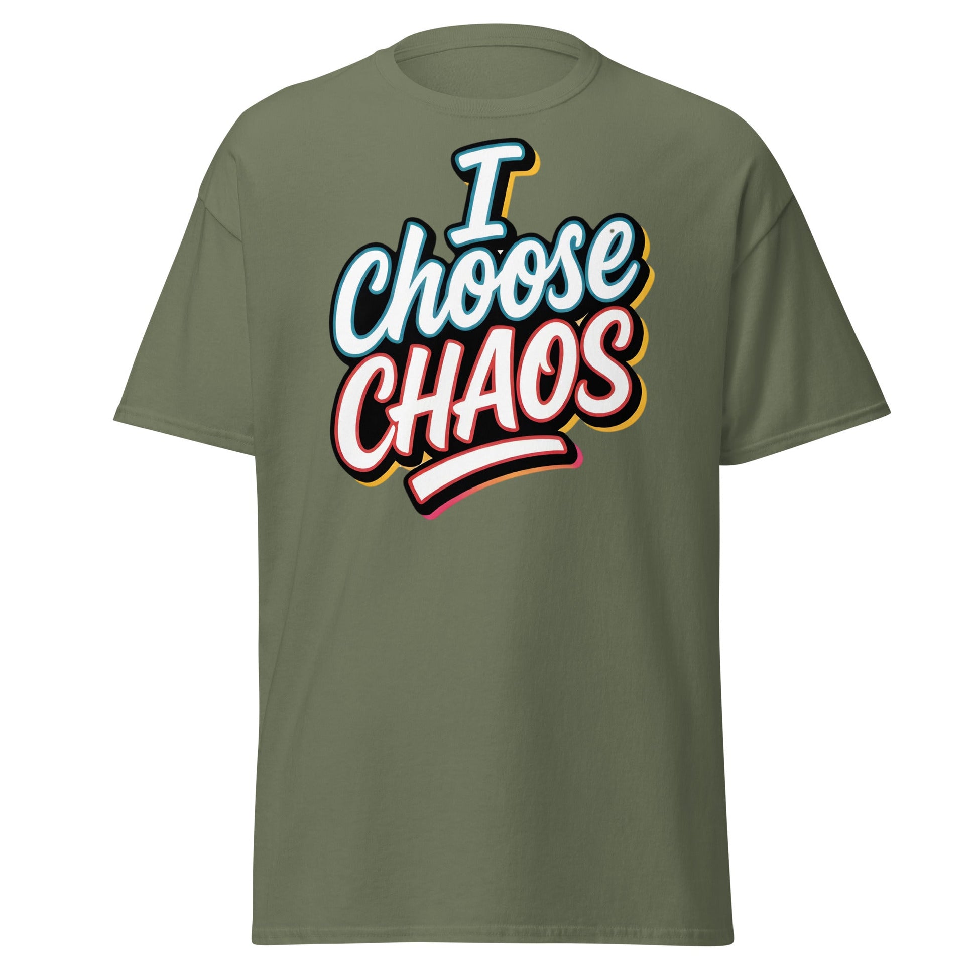 I Choose Chaos T-Shirt – Bold Graffiti Statement Tee - Military Green - T-Shirts Online