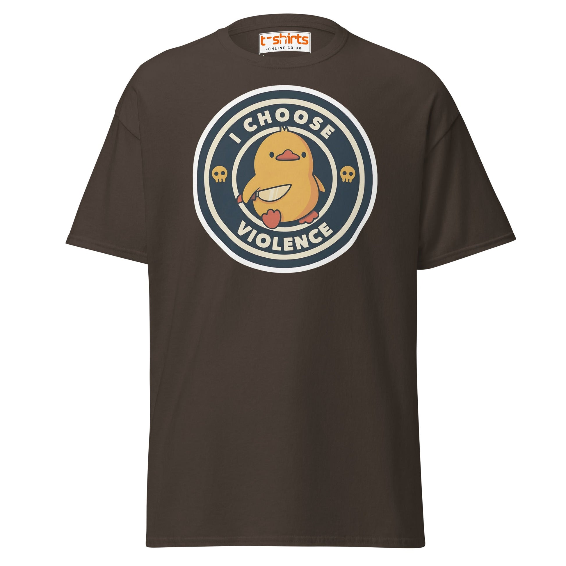 I Choose Violence Funny Duck T-Shirt - Dark Chocolate - T-Shirts Online