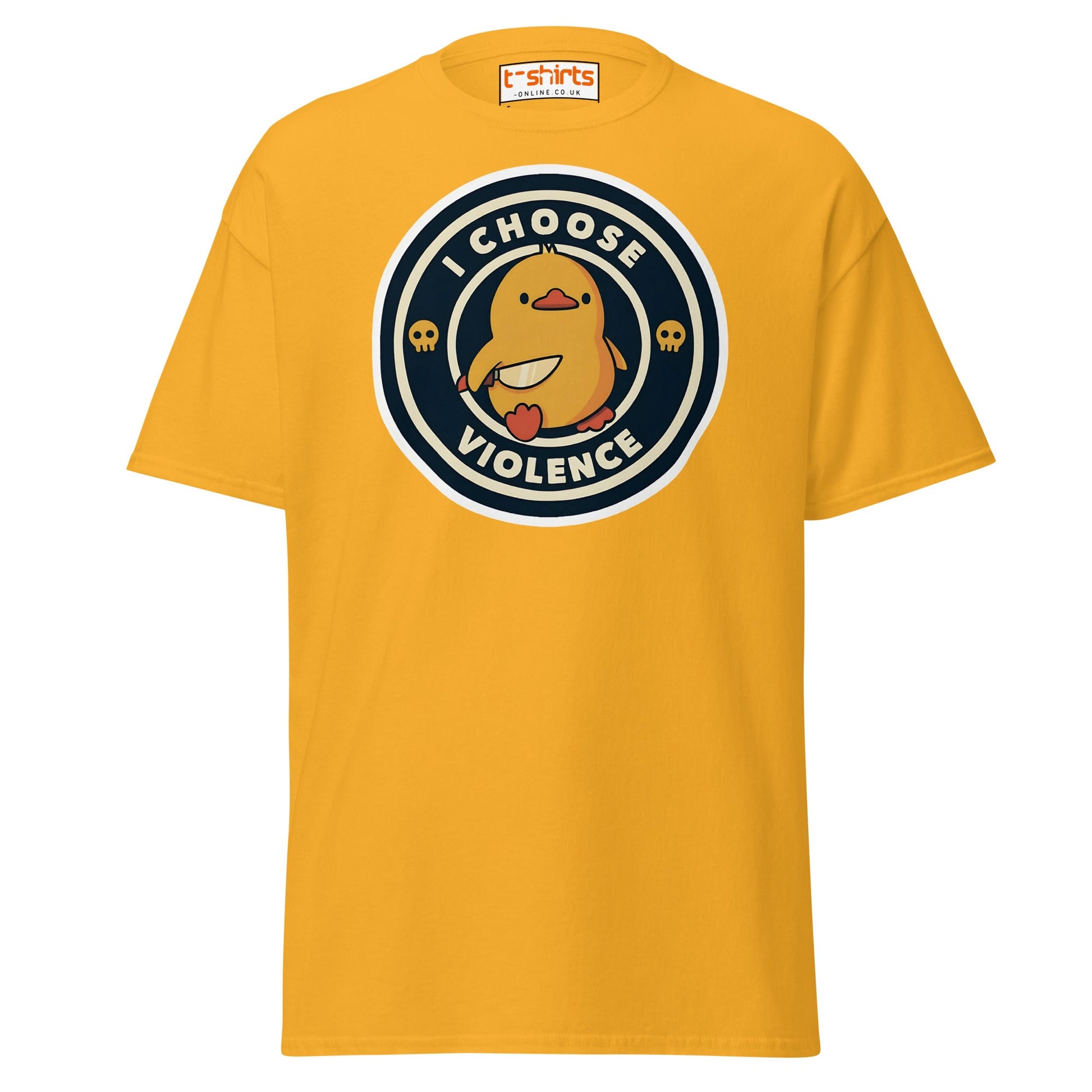 I Choose Violence Funny Duck T-Shirt - Gold - T-Shirts Online