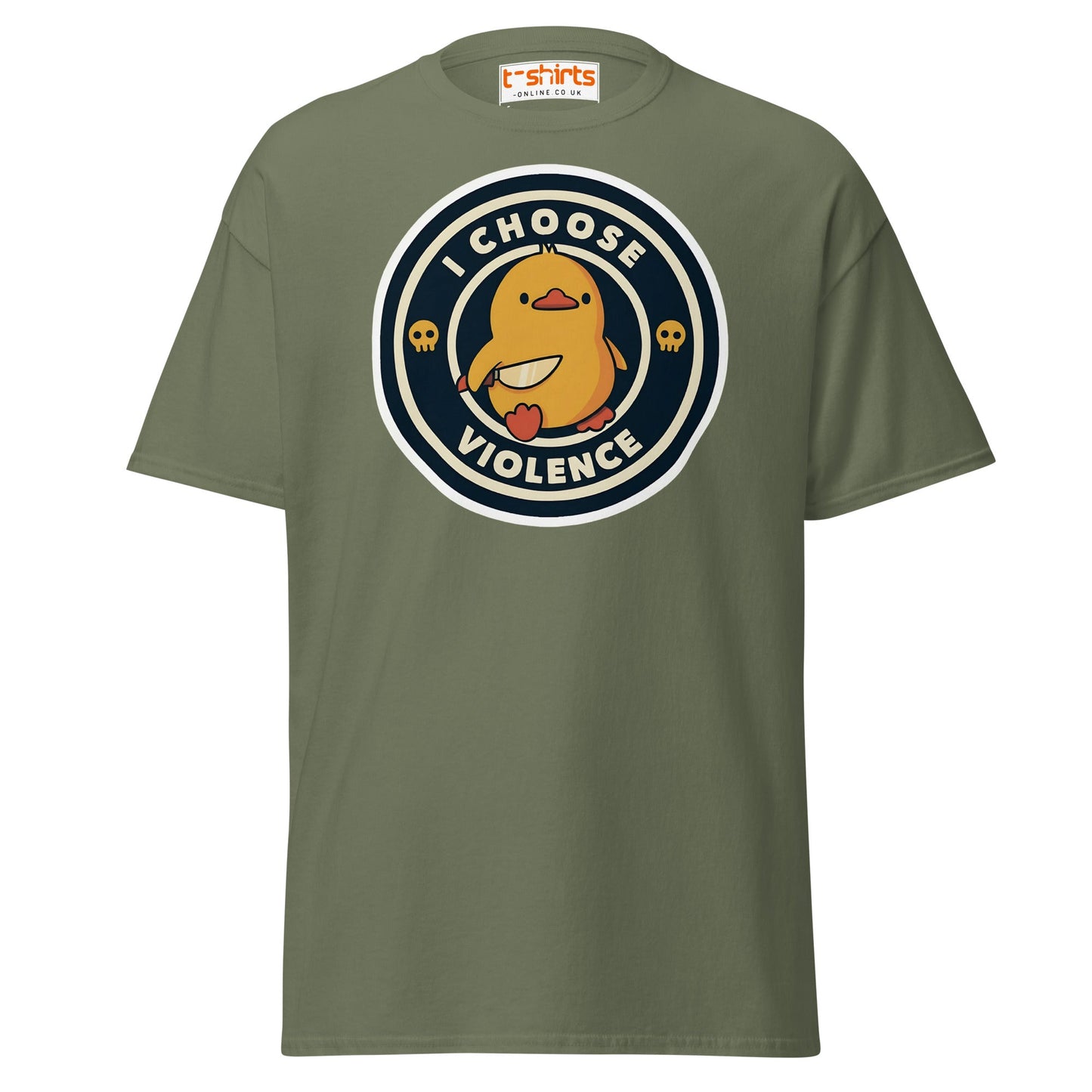 I Choose Violence Funny Duck T-Shirt - Military Green - T-Shirts Online