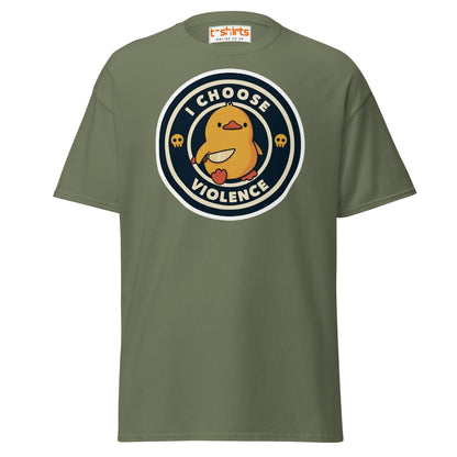 I Choose Violence Funny Duck T-Shirt - Military Green - T-Shirts Online