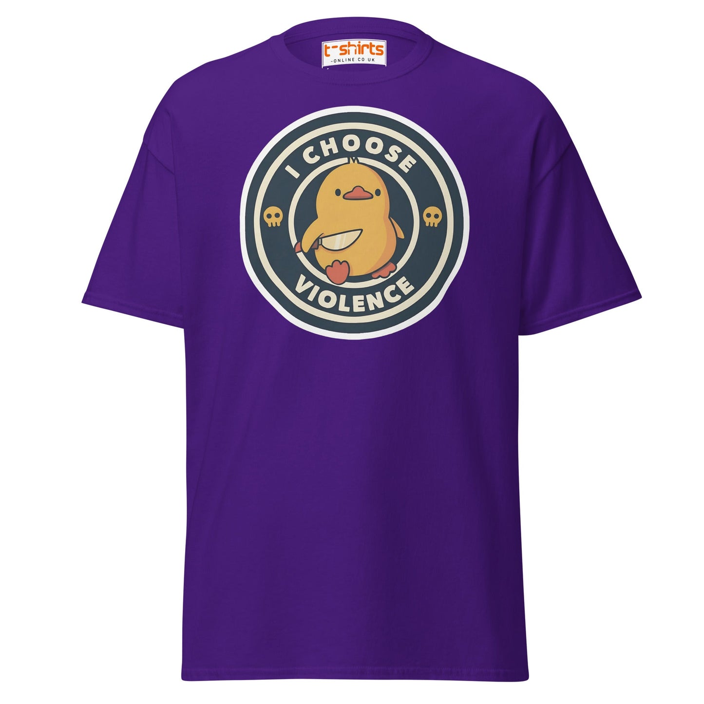 I Choose Violence Funny Duck T-Shirt - Purple - T-Shirts Online