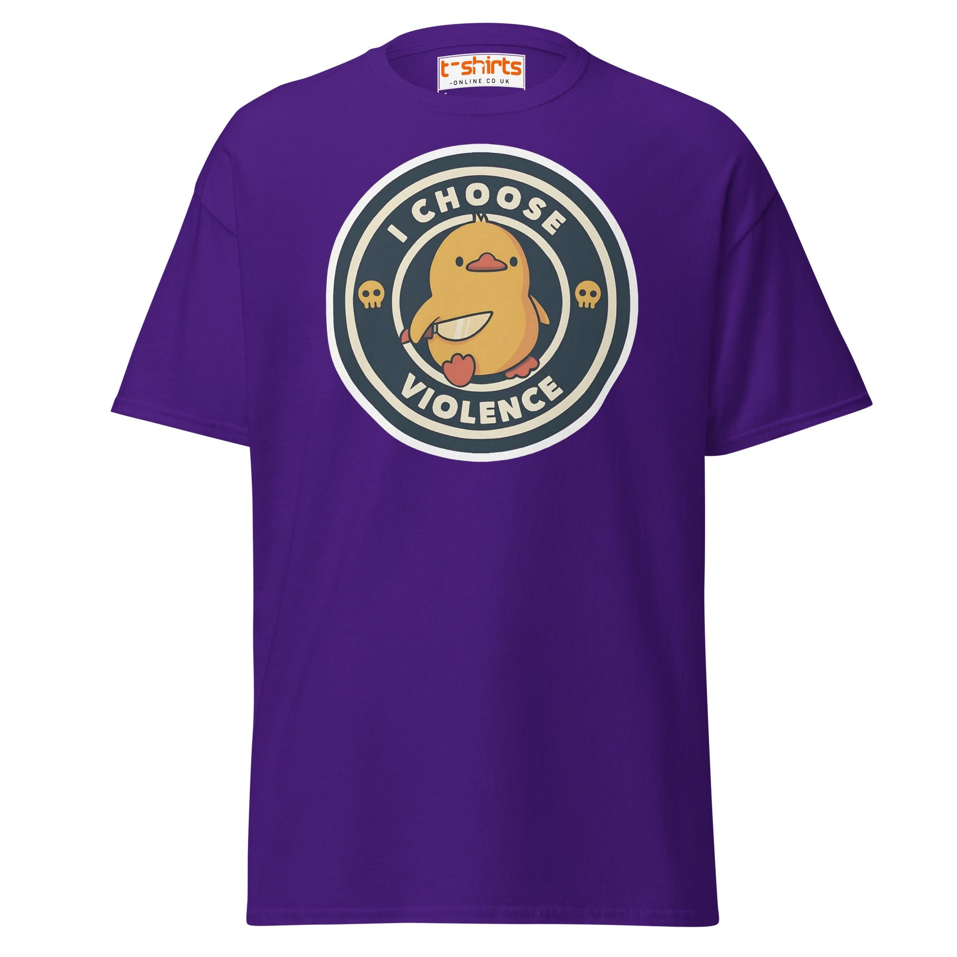 I Choose Violence Funny Duck T-Shirt - Purple - T-Shirts Online