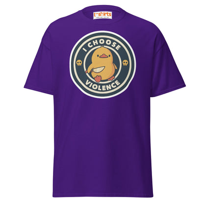 I Choose Violence Funny Duck T-Shirt - Purple - T-Shirts Online