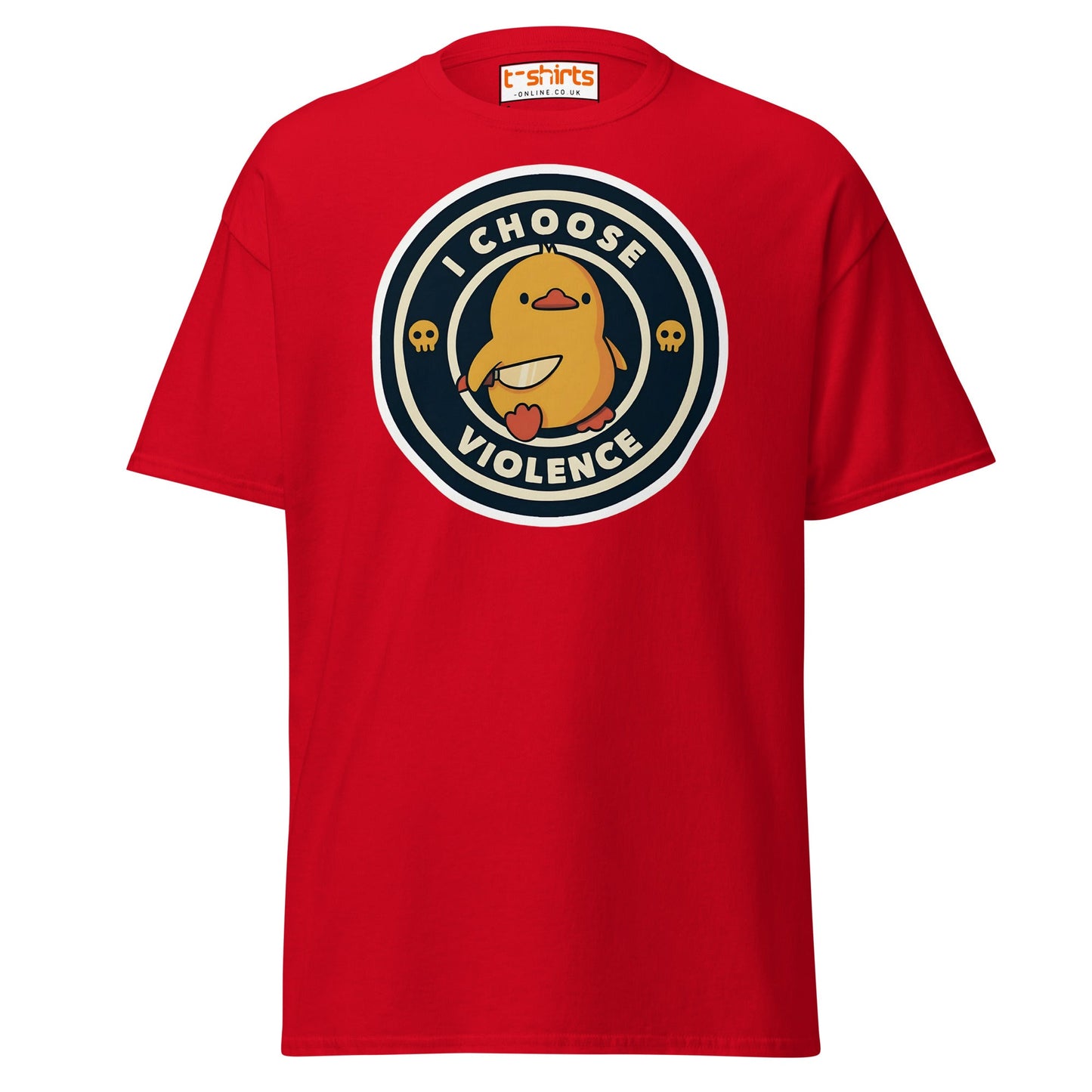 I Choose Violence Funny Duck T-Shirt - Red - T-Shirts Online
