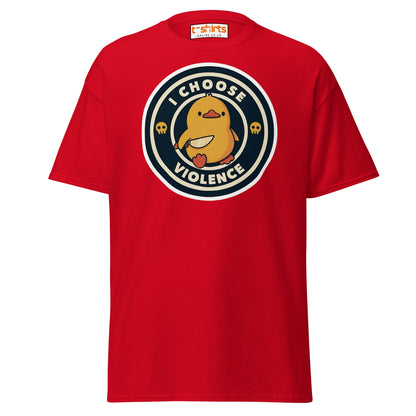 I Choose Violence Funny Duck T-Shirt - Red - T-Shirts Online