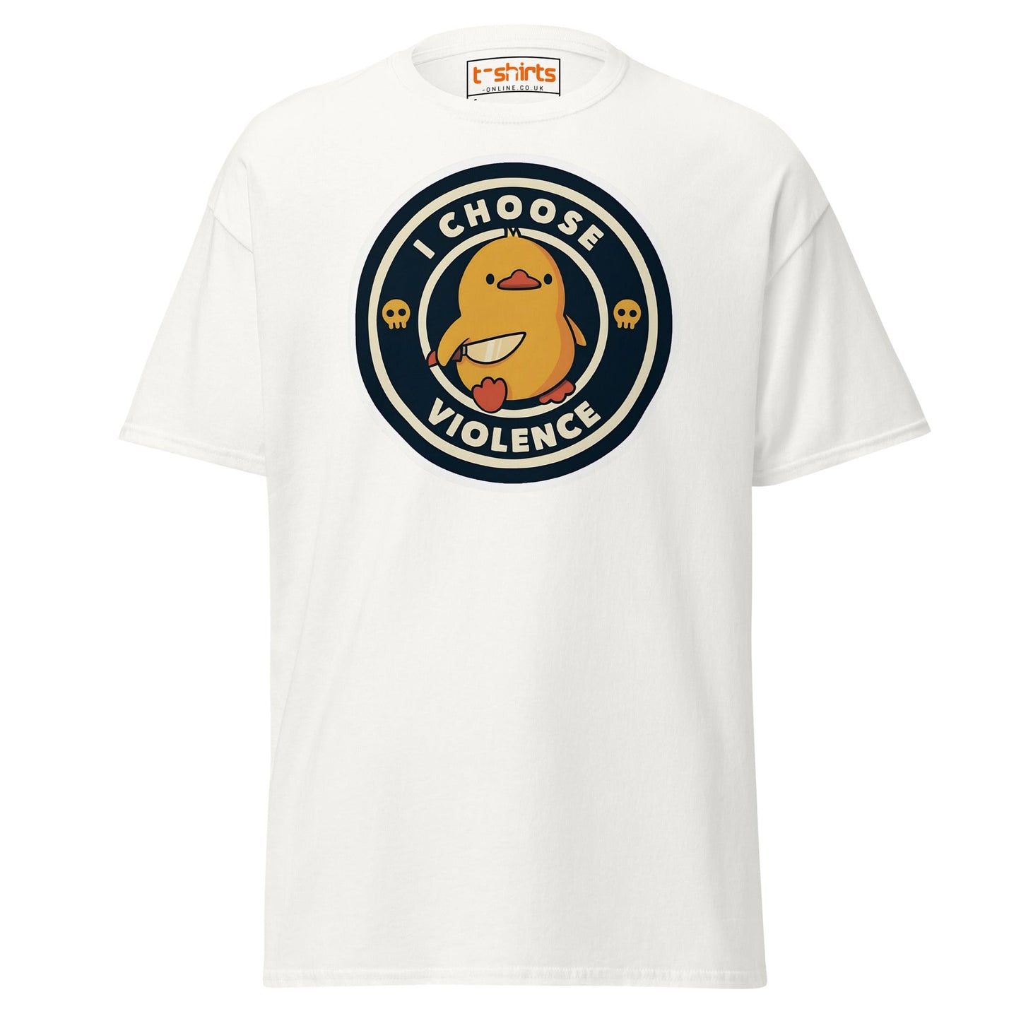 I Choose Violence Funny Duck T-Shirt - White - T-Shirts Online
