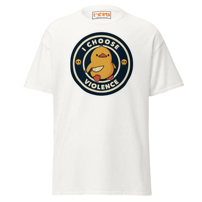 I Choose Violence Funny Duck T-Shirt - White - T-Shirts Online
