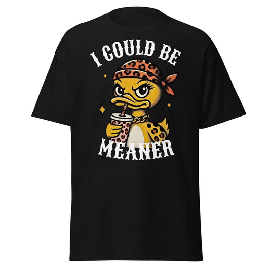 I Could Be Meaner Duck T-Shirt - Sassy Leopard Print Tee - Black - T-Shirts Online