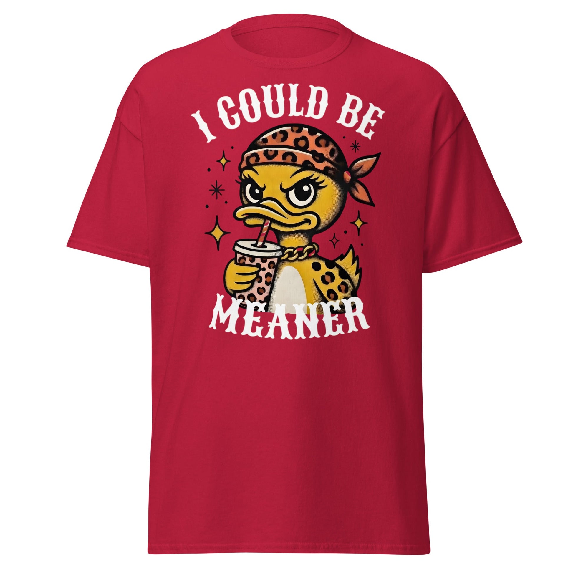 I Could Be Meaner Duck T-Shirt - Sassy Leopard Print Tee - Cardinal - T-Shirts Online