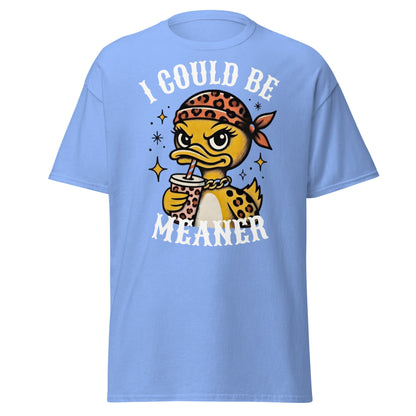 I Could Be Meaner Duck T-Shirt - Sassy Leopard Print Tee - Carolina Blue - T-Shirts Online