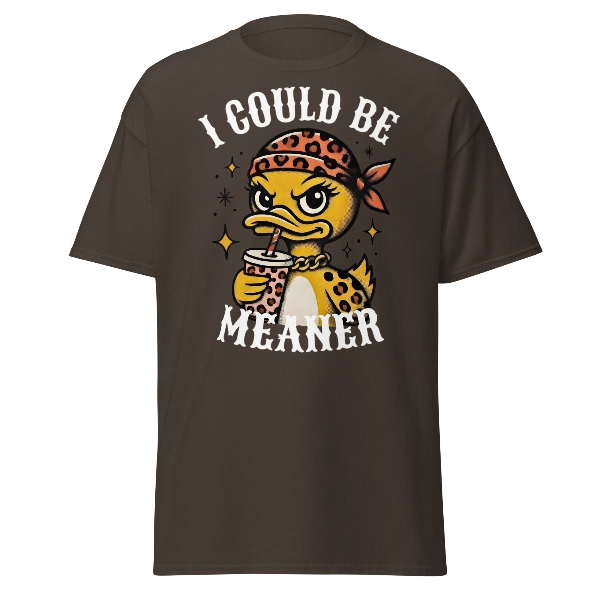 I Could Be Meaner Duck T-Shirt - Sassy Leopard Print Tee - Dark Chocolate - T-Shirts Online