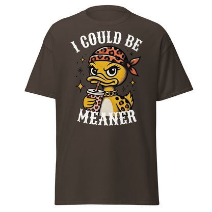 I Could Be Meaner Duck T-Shirt - Sassy Leopard Print Tee - Dark Chocolate - T-Shirts Online