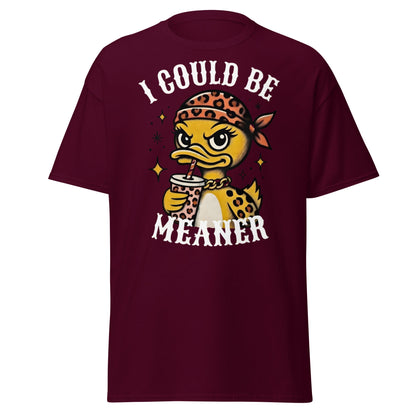 I Could Be Meaner Duck T-Shirt - Sassy Leopard Print Tee - Maroon - T-Shirts Online