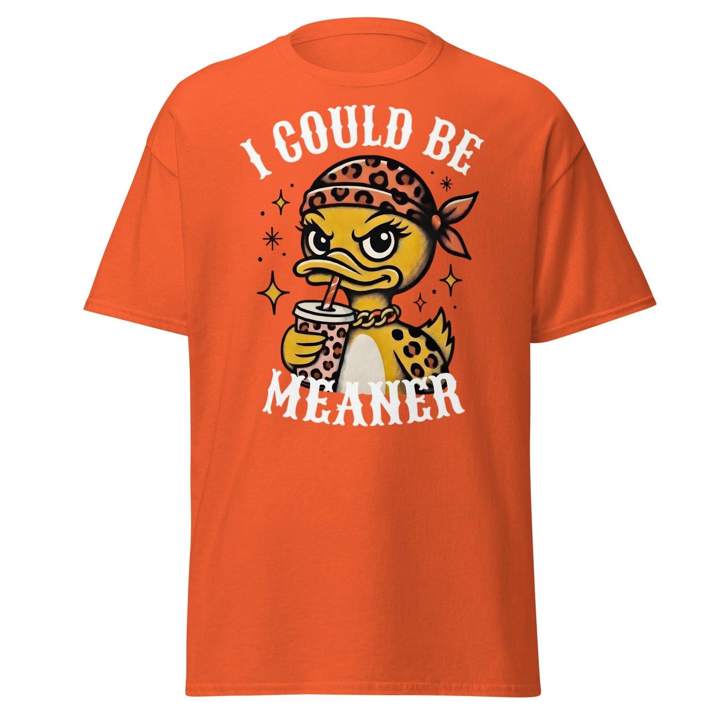 I Could Be Meaner Duck T-Shirt - Sassy Leopard Print Tee - Orange - T-Shirts Online