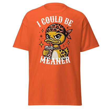 I Could Be Meaner Duck T-Shirt - Sassy Leopard Print Tee - Orange - T-Shirts Online