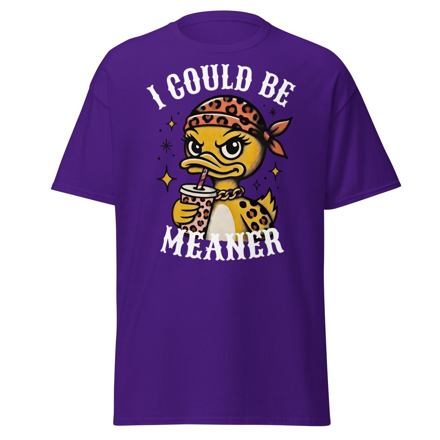 I Could Be Meaner Duck T-Shirt - Sassy Leopard Print Tee - Purple - T-Shirts Online