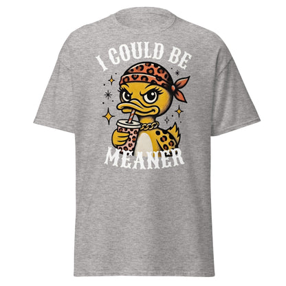 I Could Be Meaner Duck T-Shirt - Sassy Leopard Print Tee - Sport Grey - T-Shirts Online