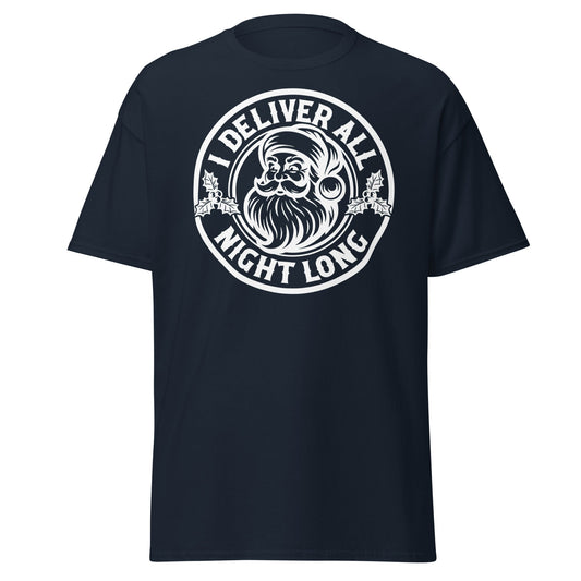 I Deliver All Night Long Santa T-Shirt – Funny Christmas - Navy - T-Shirts Online