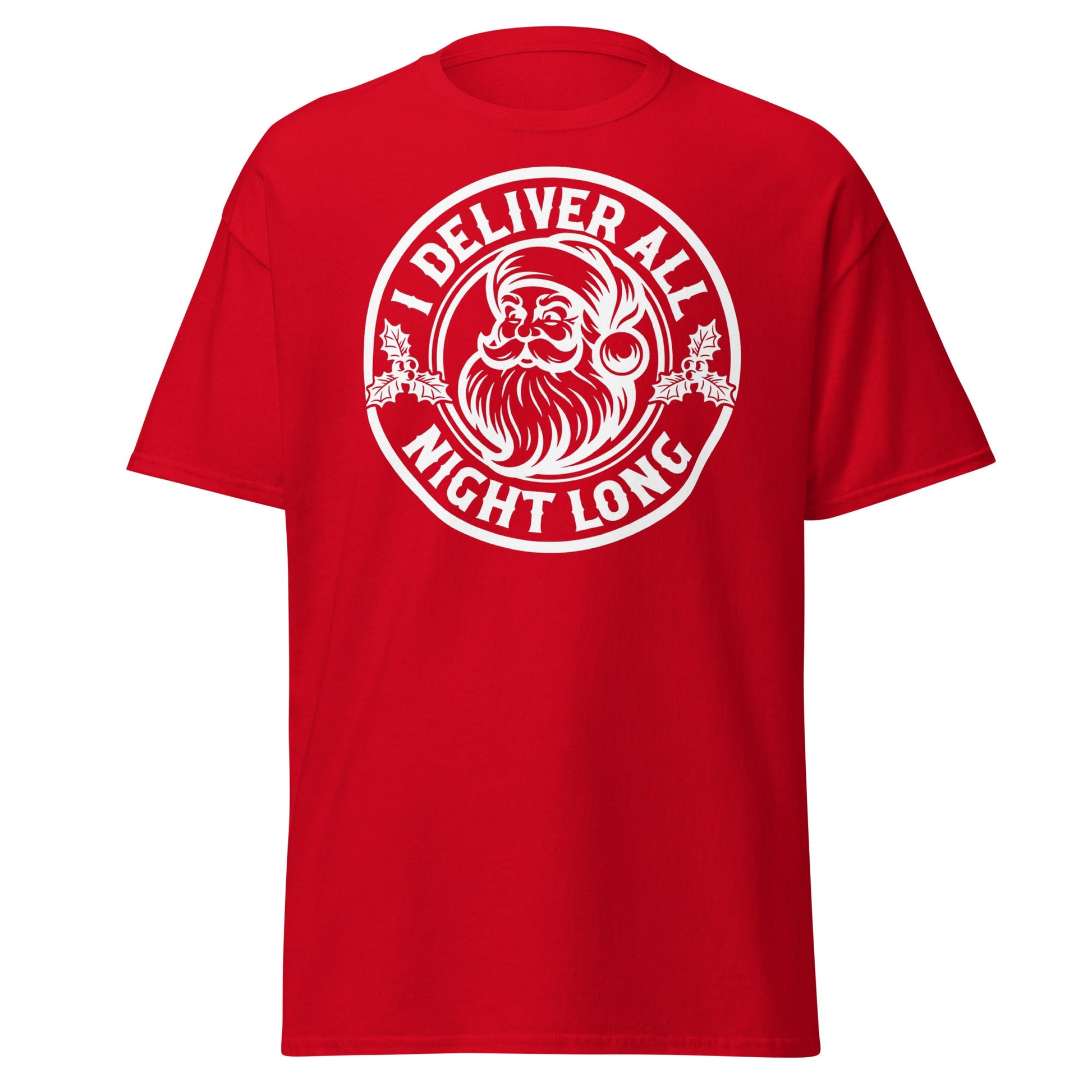 I Deliver All Night Long Santa T-Shirt – Funny Christmas - Red - T-Shirts Online