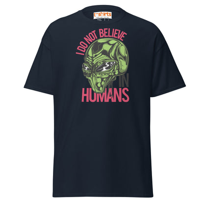 I Do Not Believe In Humans T-Shirt | Alien Graphic Tee - Navy - T-Shirts Online