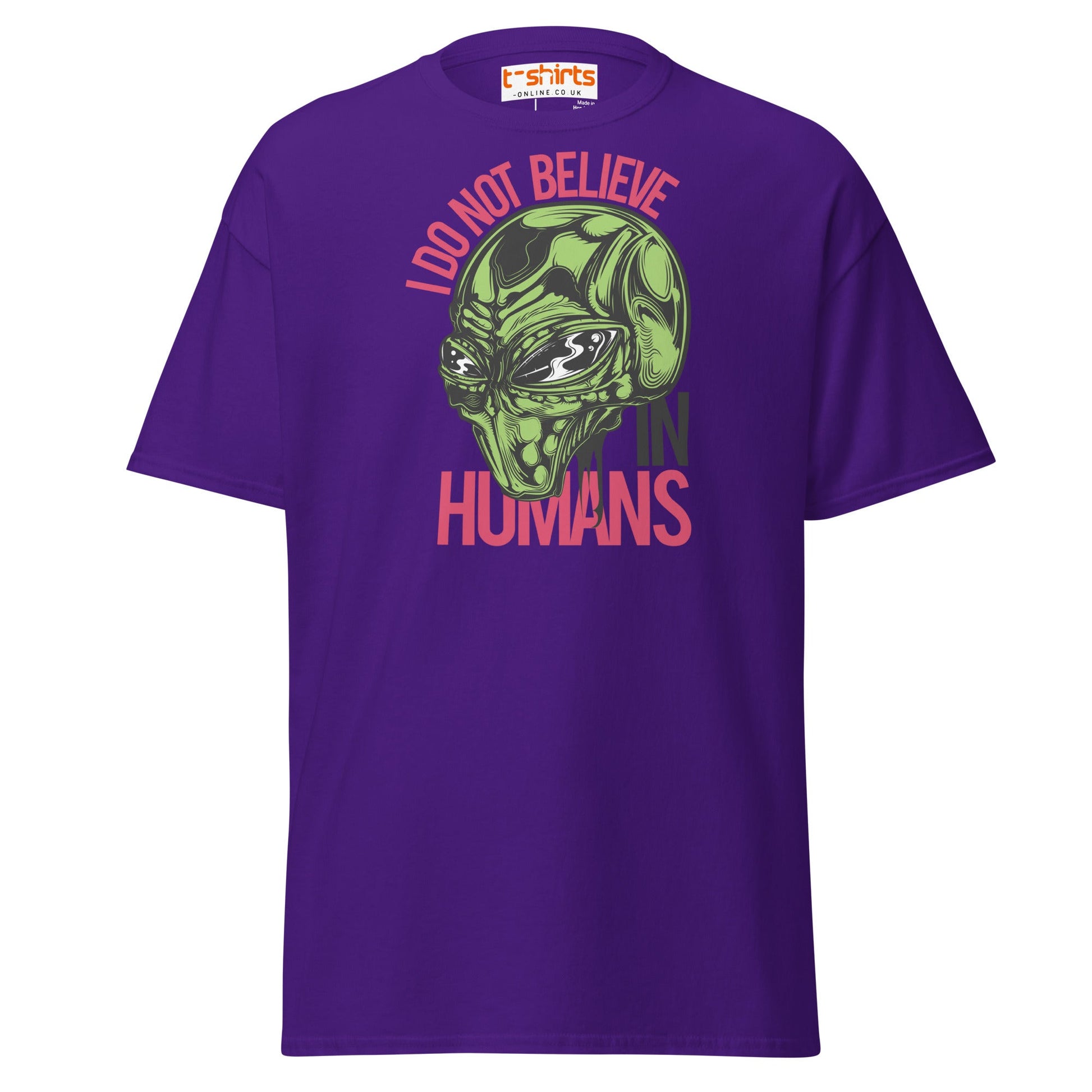 I Do Not Believe In Humans T-Shirt | Alien Graphic Tee - Purple - T-Shirts Online