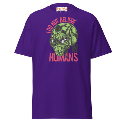 I Do Not Believe In Humans T-Shirt | Alien Graphic Tee - Purple - T-Shirts Online