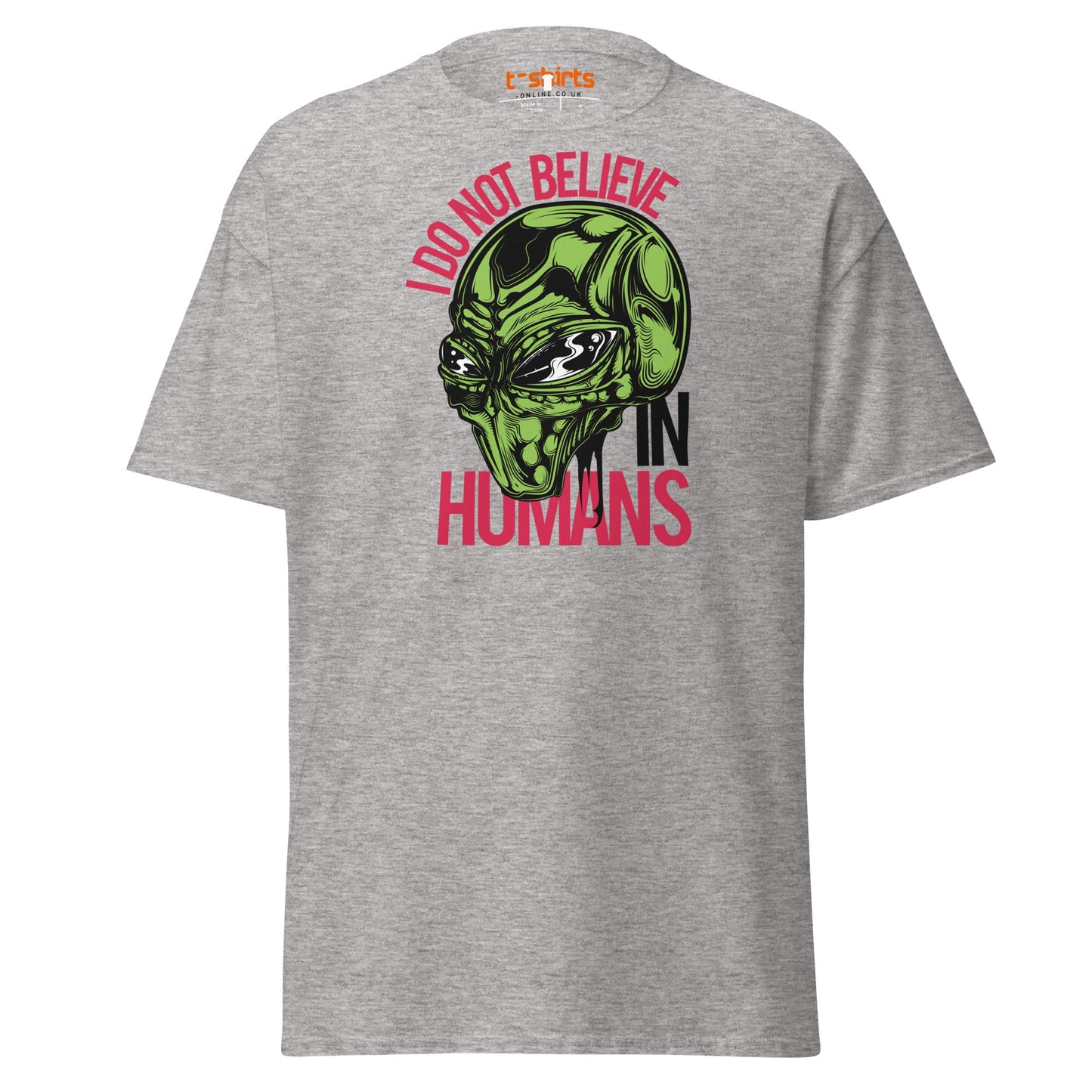 I Do Not Believe In Humans T-Shirt | Alien Graphic Tee - Sport Grey - T-Shirts Online