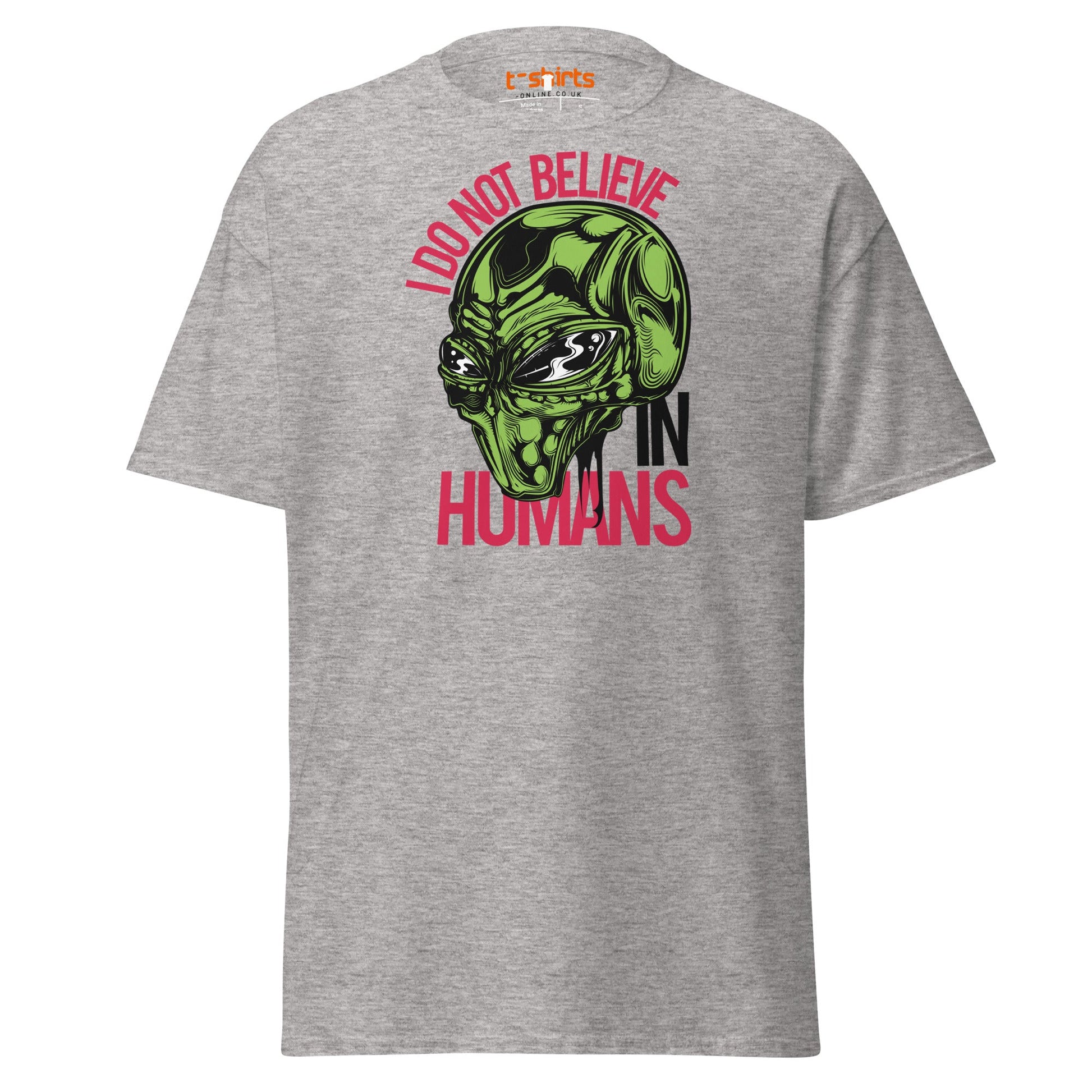 I Do Not Believe In Humans T-Shirt | Alien Graphic Tee - Sport Grey - T-Shirts Online