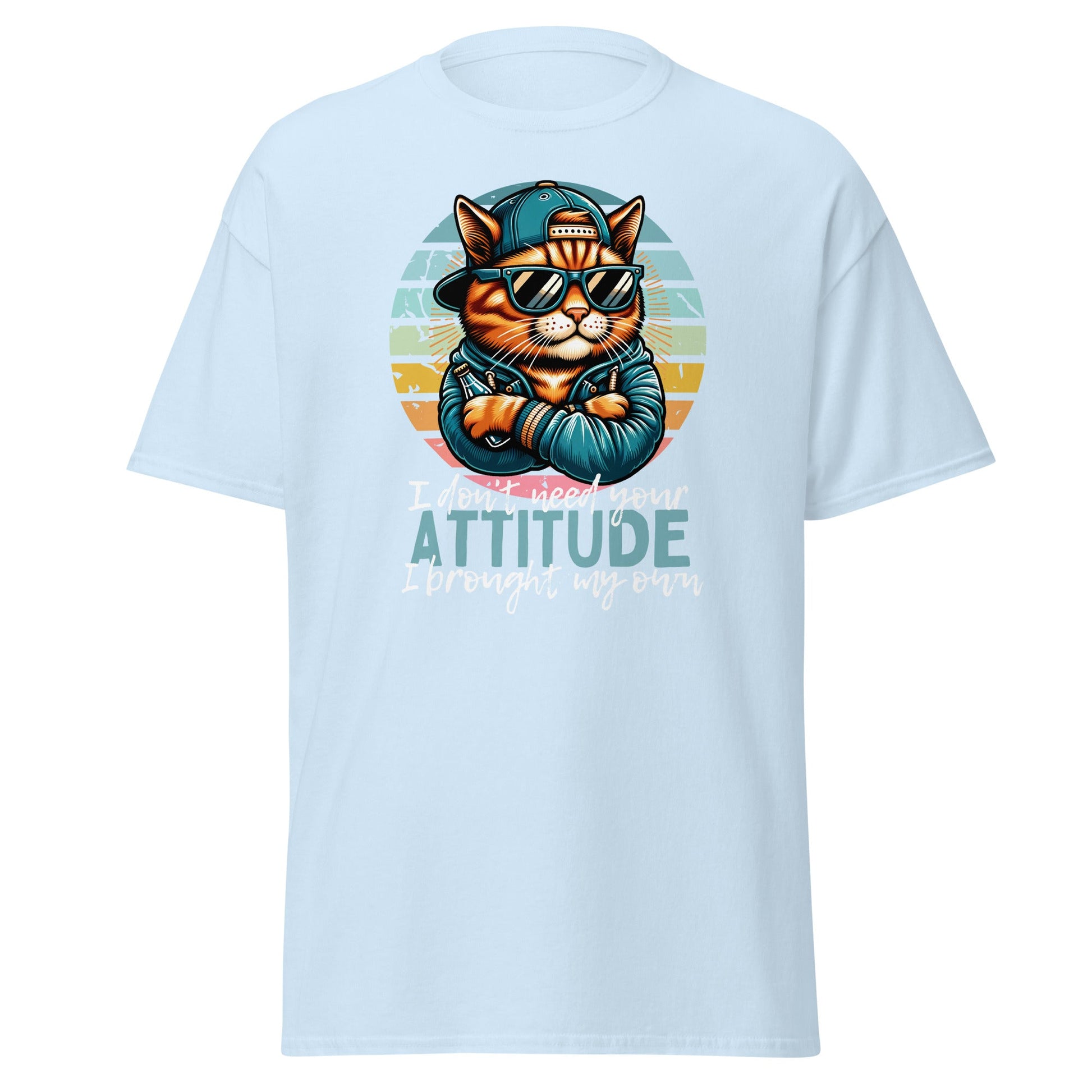 I Don't Need Your Attitude! | Cat T-Shirt - Light Blue - T-Shirts Online